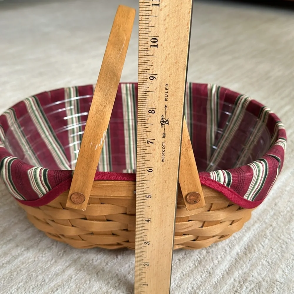Longaberger Hand Woven Wooden Get-Together Basket, Liner Protector 2004 12 x 9.5